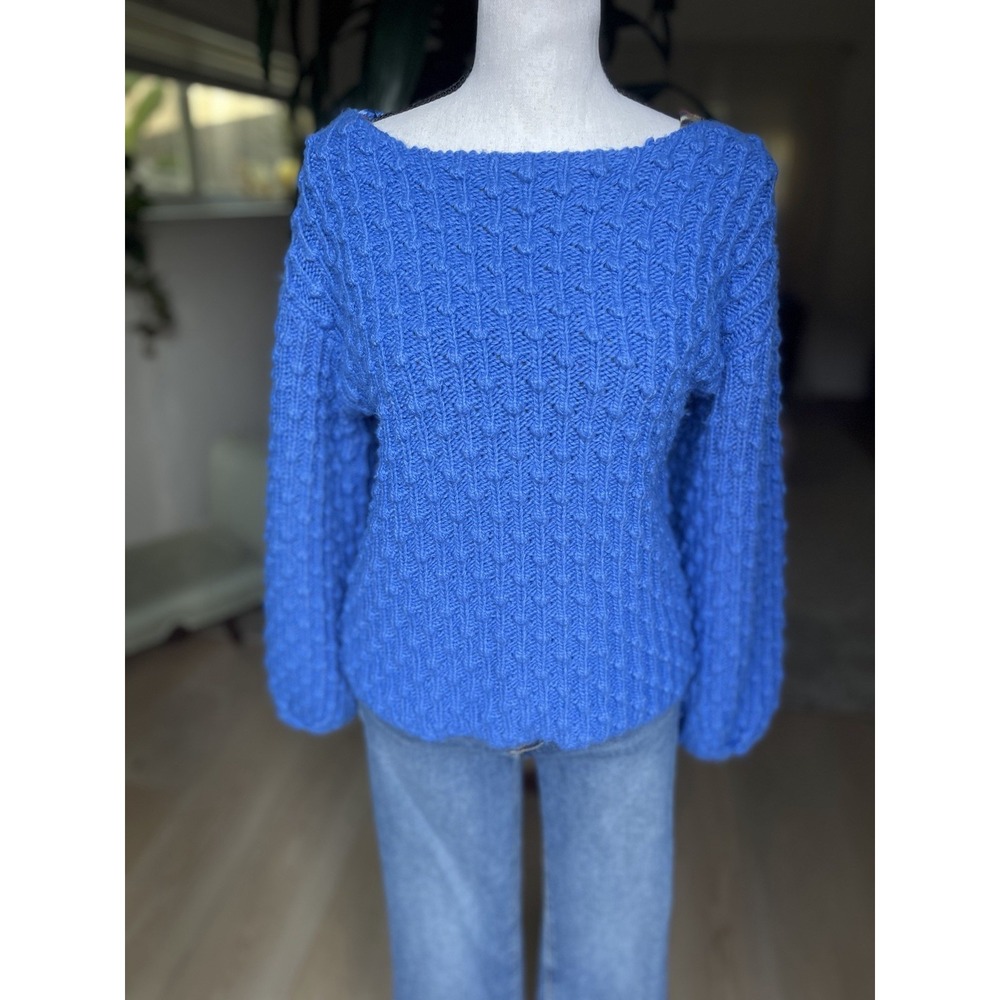 Love by Design Women Blue Chunky Cable Knit Pullover Sweater Size Small